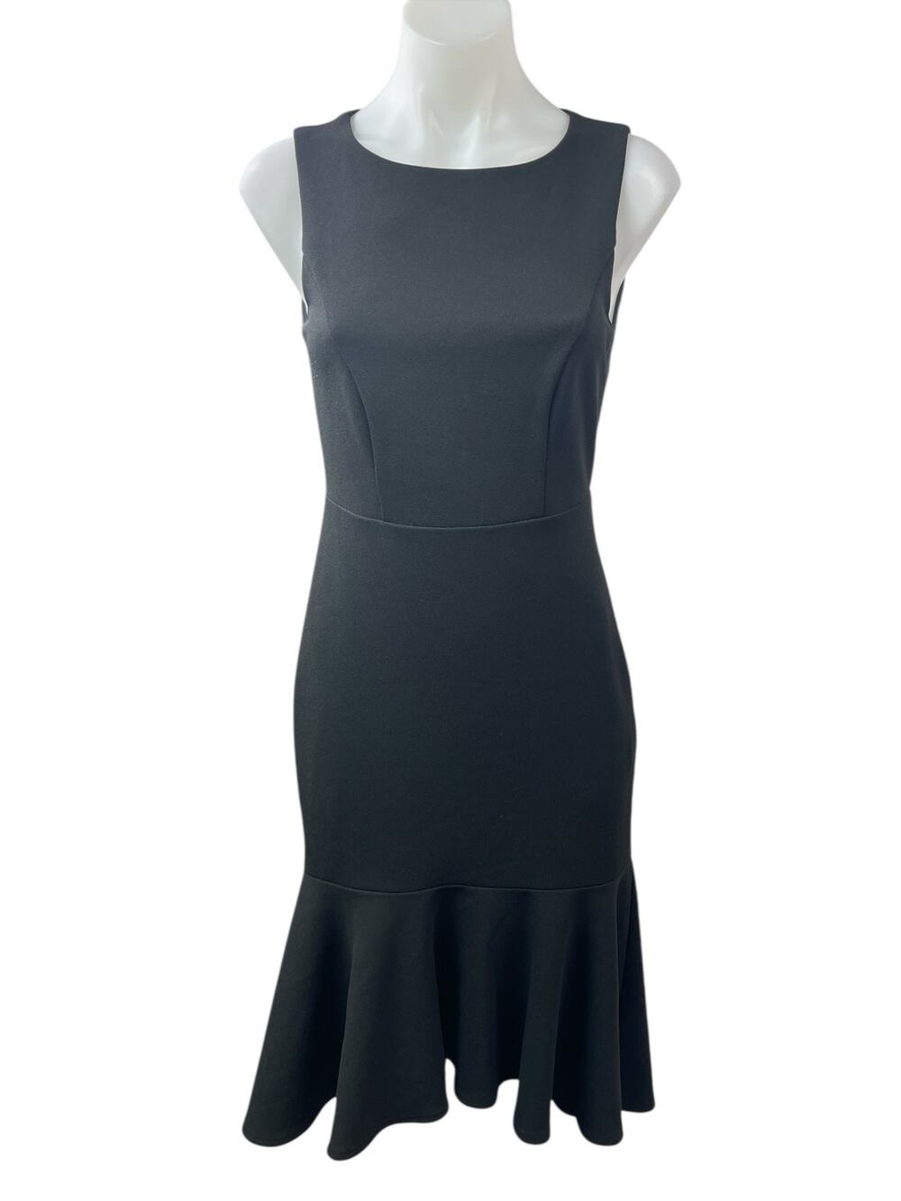 Aakaa Women's Black Sleeveless Ruffle Hem Open Back Mini Flare A-line Dress Sz S
